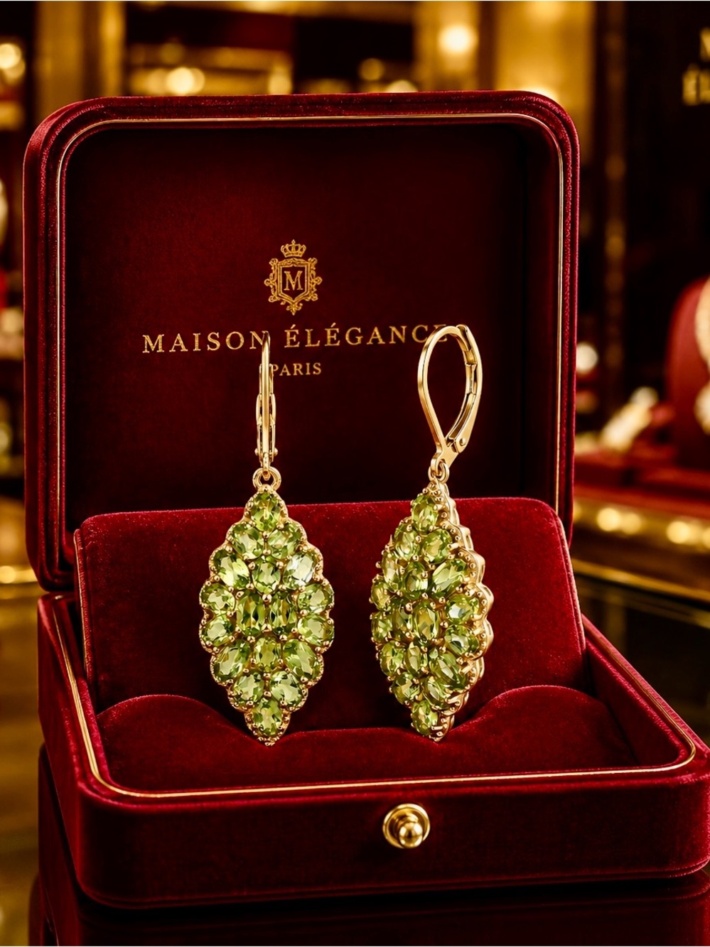 Hebei Peridot 7.25 ctw Garden Flame
Earrings in 18K YG Plated